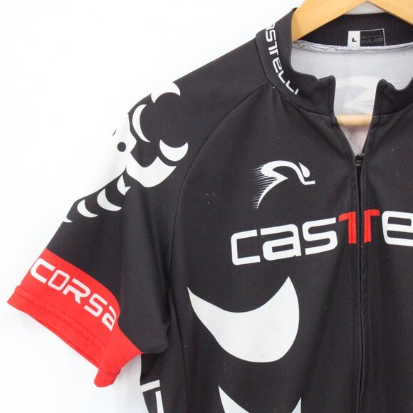 Castelli Cycling Jersey Mens Black Full Zip Short Sleeve Outdoor Size Large L - Picture 3 of 9